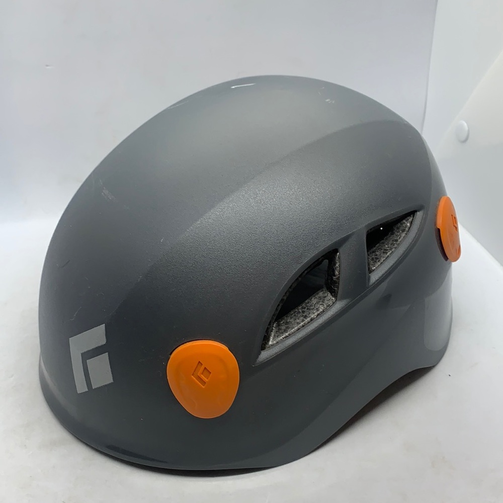 Black Diamond Gray Climbing Helmet with Orange Accents